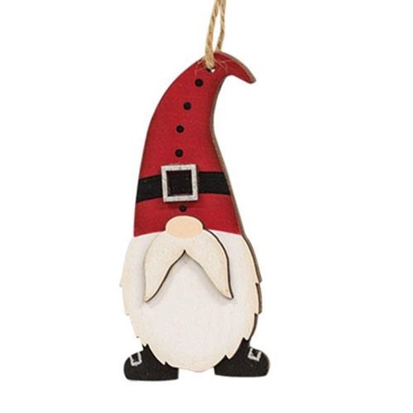 *Wooden Santa Gnome Ornament G36438 By CWI Gifts