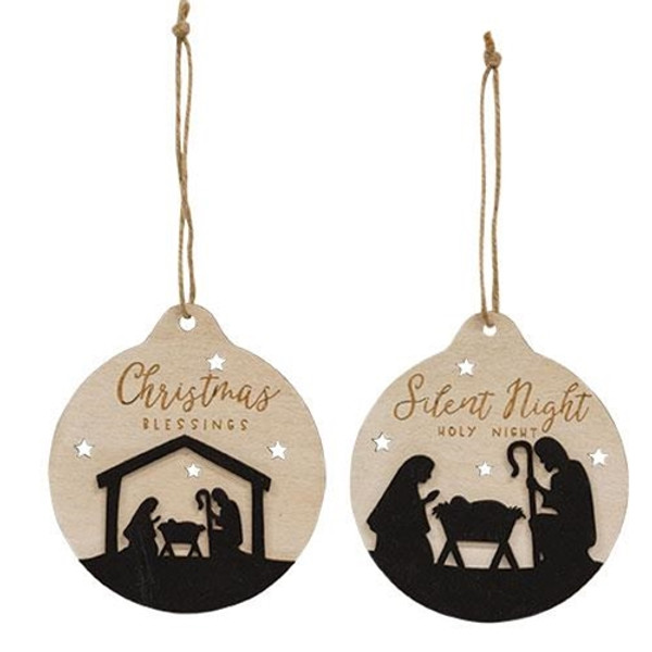 Christmas Blessings Silhouette Bulb Ornament 2 Asstd. (Pack Of 2) G36446 By CWI Gifts