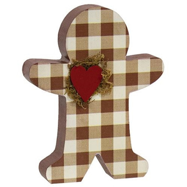 *Buffalo Check Chunky Gingerbread Man Sitter G36449 By CWI Gifts