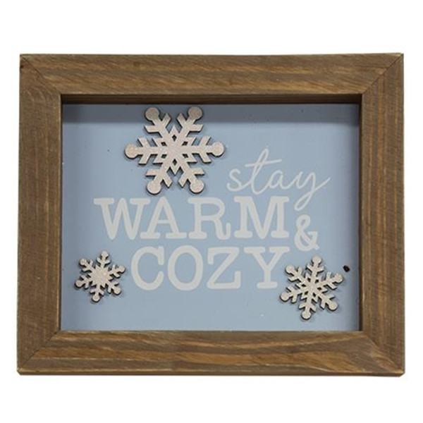 Stay Warm & Cozy Snowflake Framed Sign G36480 By CWI Gifts