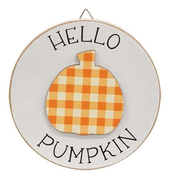 *Hello Pumpkin Circle Easel Sign G36515 By CWI Gifts