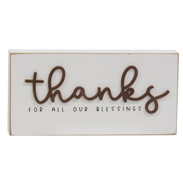 Thanks For All Our Blessings Block Sign G36528 By CWI Gifts
