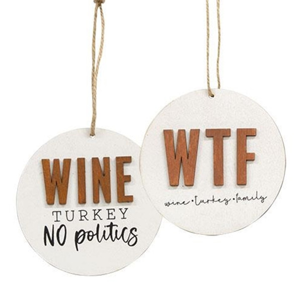 *Wine Turkey Family Ornament 2 Asstd. (Pack Of 2) G36533 By CWI Gifts