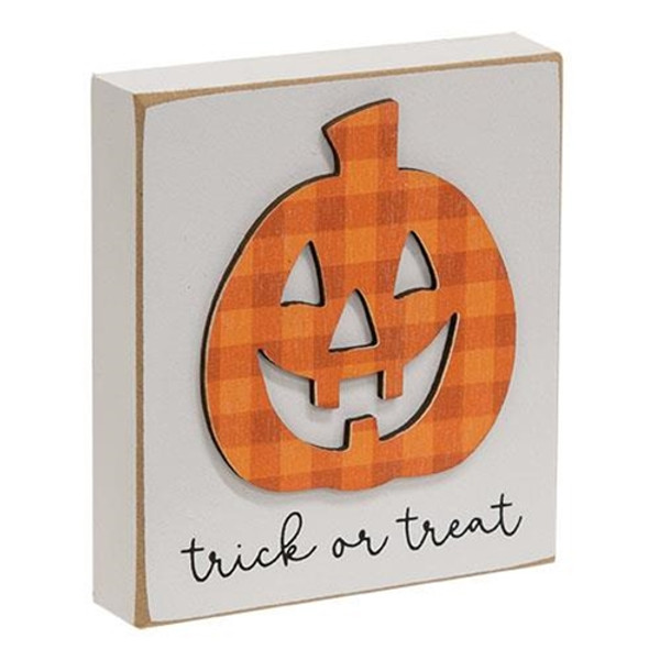 Trick Or Treat Plaid Jack O'Lantern Block G36572 By CWI Gifts
