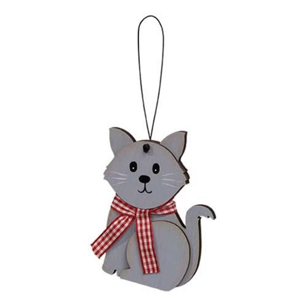 Gray Cat With Scarf Ornament G36607 By CWI Gifts