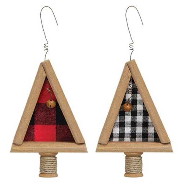 *Wood & Plaid Felt Christmas Tree Ornament 2 Asstd. (Pack Of 2) G36675 By CWI Gifts