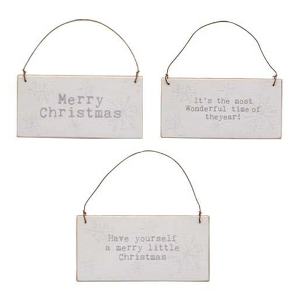 Merry Christmas Words Mini Snowflake Sign Ornament 3 Asstd. (Pack Of 3) G36765 By CWI Gifts