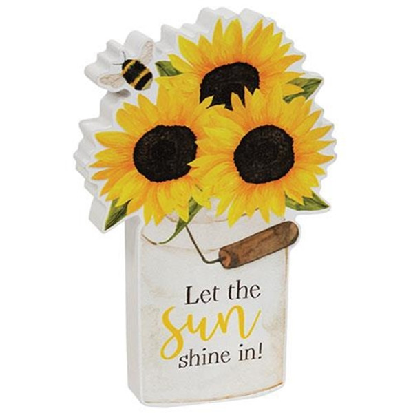 Let The Sunshine In Sunflower Bucket Chunky Sitter G36844 By CWI Gifts