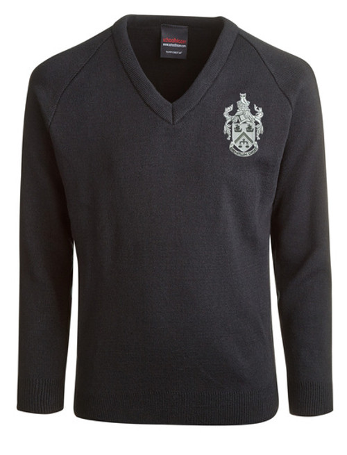 Second Hand V-Neck Crested Jumper