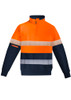 ZT150 Mens Orange Flame Hi Vis 1/4 Zip Brushed Fleece Pullover - Hoop Taped