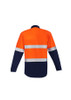 ZW140 Mens Orange Flame Hi Vis Open Front Spliced Shirt - Hoop Taped