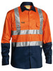 2 TONE HI VIS DRILL SHIRT 3M REFLECTIVE TAPE - LONG SLEEVE  BS6267T