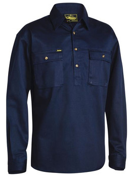 CLOSED FRONT COTTON DRILL SHIRT - LONG SLEEVE BSC6433