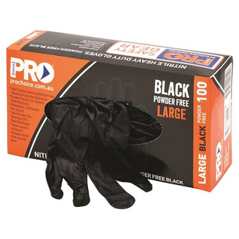 ProChoice® Disposable Nitrile Powder Free, Heavy Duty, Black Gloves MDNPFHD
