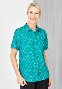 CS948LS Womens Florence Daisy Print Short Sleeve Shirt