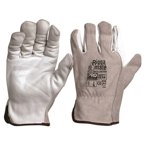 ProChoice® Riggamate Natural Cowgrain Palm / Split Back Gloves CGL41NSB pk12