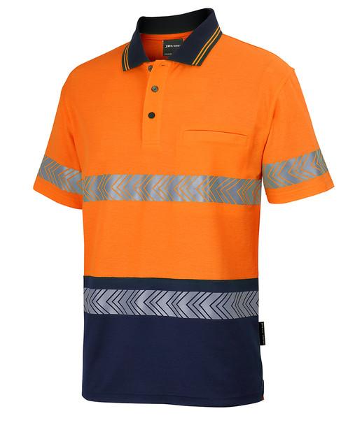 HI VIS (D+N) COTTON BACK S/S SEGMENTED TAPE POLO 6HMSS