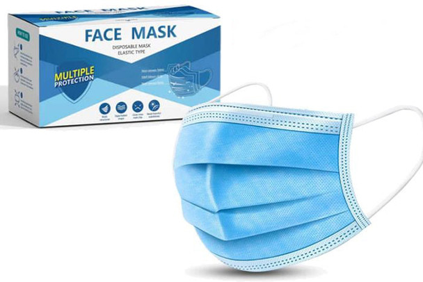 DISPOSABLE 3-PLY FACE MASKS - WFM pk50/box WITH EARLOOP