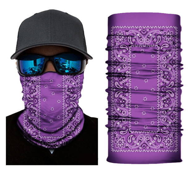 Simba Bandana face mask Neck Gaiter Rectangle Paisley Purple S156