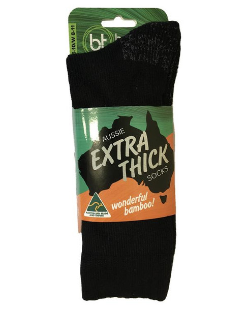 Bamboo Textiles Aussie Extra Thick Socks Unisex - Black