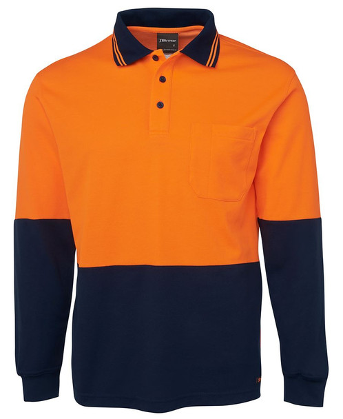 Jb's Hi Vis L/S Cotton Back Polo  6HPL