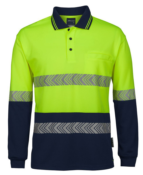 Jb's Hi Vis L/S Segmented Tape Polo  6HLST