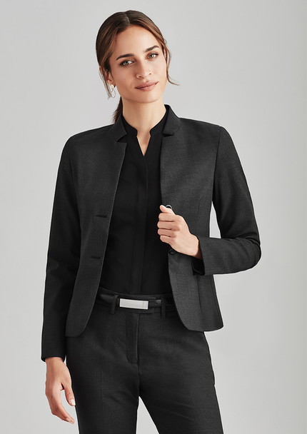 64013 Womens Comfort Wool Stretch Short Jacket with Reverse Lapel