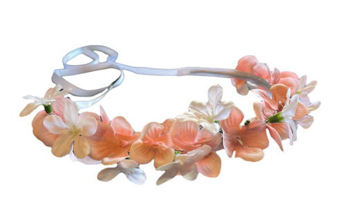 White and Light Pink Wedding Flower girl Wreath Hair Accessory - Customize with any color!