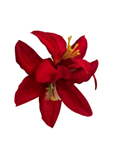 Red Lily Flower Hair Clip