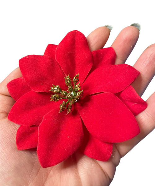 Holiday Poinsettia Hair Flower Clip and Brooch Pin