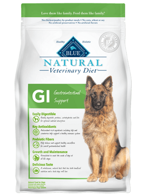 Blue Natural Veterinary Diet Canine GI Gastrointestinal Support Dog Food - 22lb