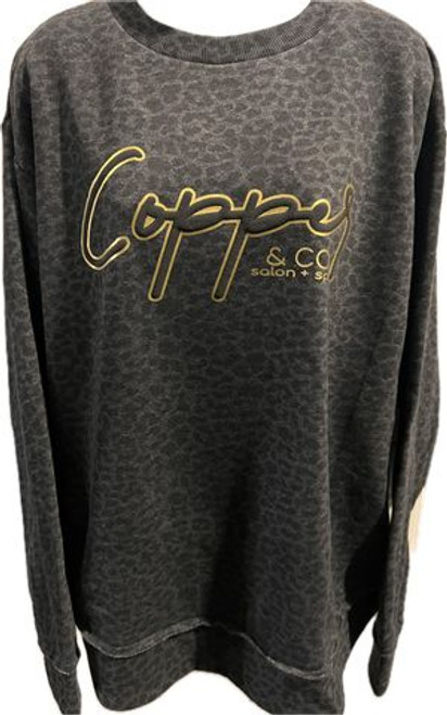 Copper & Co Women's Weekend Fleece Crewneck Sweatshirt Leopard Puff