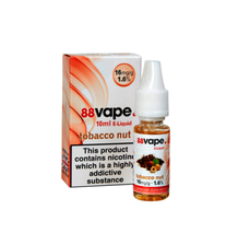 88 Vape - Tobacco Nut E Liquid -  16mg - 20 x 10ml (200ml Total)