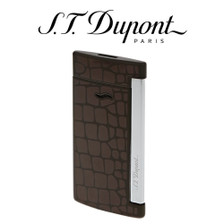 S.T. Dupont - Slim 7 - Dandy Croc Effect in Brown - Flat Jet Flame
