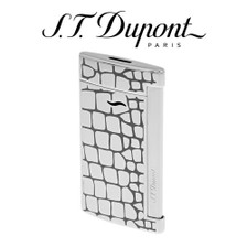 S.T. Dupont - Slim 7 - Dandy Croc Effect in Chrome - Flat Jet Flame