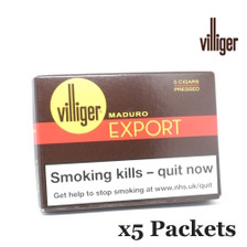 Villiger - Export Maduro Pressed - 5 Packets of 5 (25 Cigars in Total)