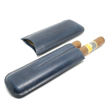 Artamis - Navy Leather Cigar Case (2 x Corona)