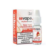 88 Vape - NY (New York Cheesecake) E Liquid - 50/50 - 6mg - 20 x 10ml (200ml Total)