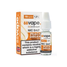 88 Vape - 18mg -  Peach Dream E Liquid - 50/50 Nic Hit - 10 x 100ml (100ml Total)