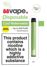 88 Vape - Cool Watermelon -  Disposable Vape - 20mg