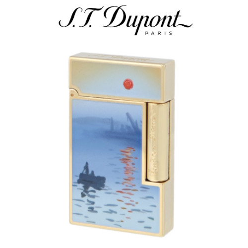 S.T. Dupont - Claude Monet - Blue Natural Lacquer & Yellow Gold Ligne 2 (Line 2) Pipe Lighter