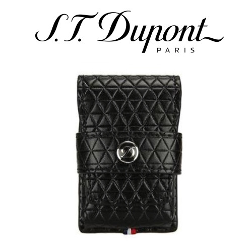 ST Dupont - Line D Leather Lighter Case - Black Fire Head - For Ligne 2