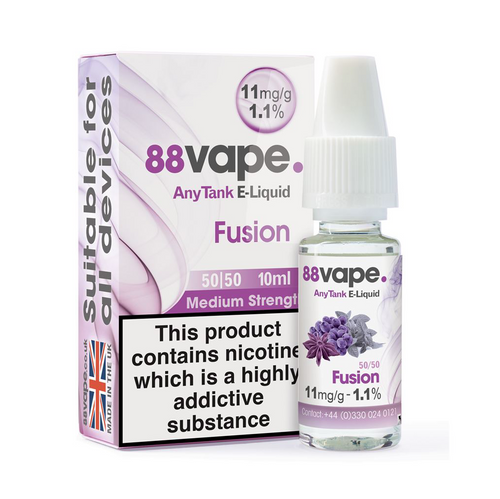 88 Vape - Fusion E Liquid - 11mg  Any Tank - 20 x 10ml (200ml Total)