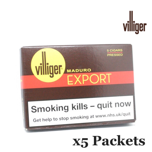 Villiger - Export Maduro Pressed - 5 Packets of 5 (25 Cigars in Total)