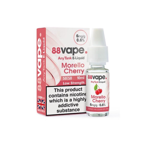 88 Vape - Morello Cherry E Liquid - 50/50 - 6mg - 20 x 10ml (200ml Total)