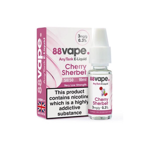 88 Vape - Sweet Cherry (Cherry Sherbet) E Liquid - 50/50 - 3mg - 20 x 10ml (200ml Total)