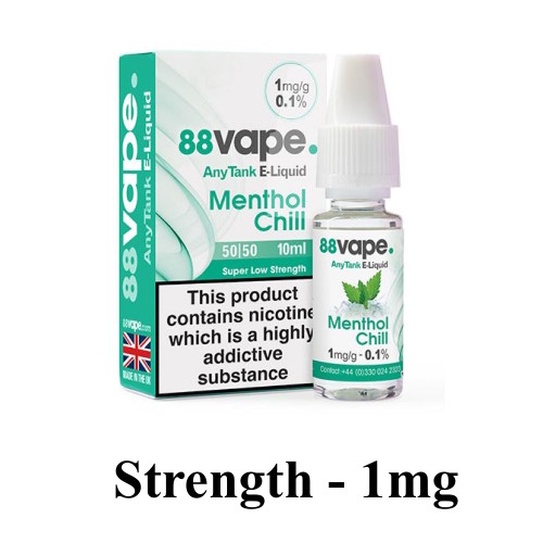 88 Vape - Menthol Chill E Liquid - 50/50 - 1mg - 20 x 10ml (200ml Total)
