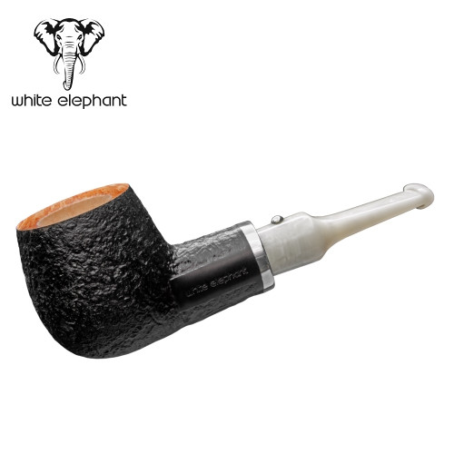 White Elephant - Ebony & Ivory - Sandblast (6) - 9mm Filter Pipe