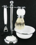 Artamis - Chrome & White Mach 3 Shaving Set With Badger Brush
