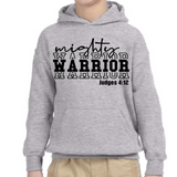 Youth Long Sleeve Hoodie Mighty Warrior Black Illustration